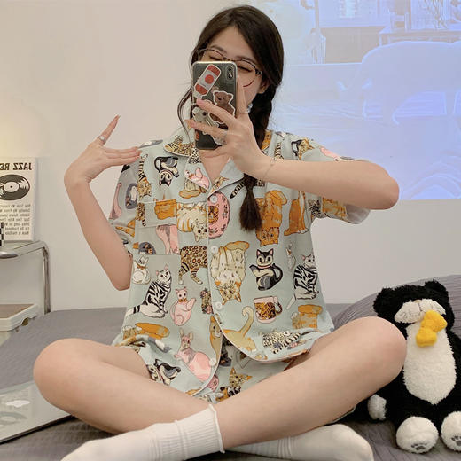 【59元1套】新款凉感睡衣冰丝面料，凉爽舒适，透气性好，吸汗快干，轻盈柔软，让你时尚有舒适，颜色很多变每一个都很好看，美女必备。 商品图2