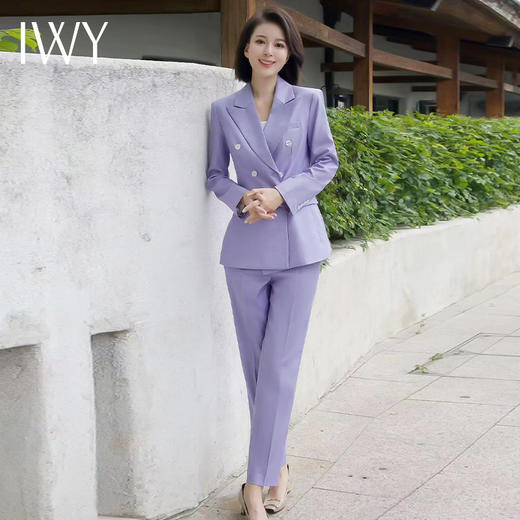 IWY/紫色西装外套女秋冬通勤工作服网红炸街西服套装CP10336 商品图3