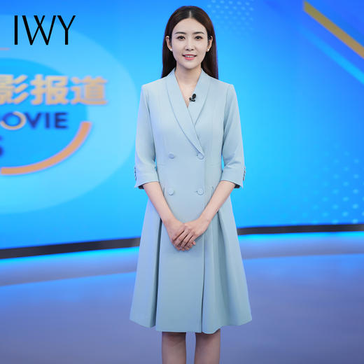 IWY/蓝色艺考播音主持人正装女时尚气质西装连衣裙高级感Q963 商品图2