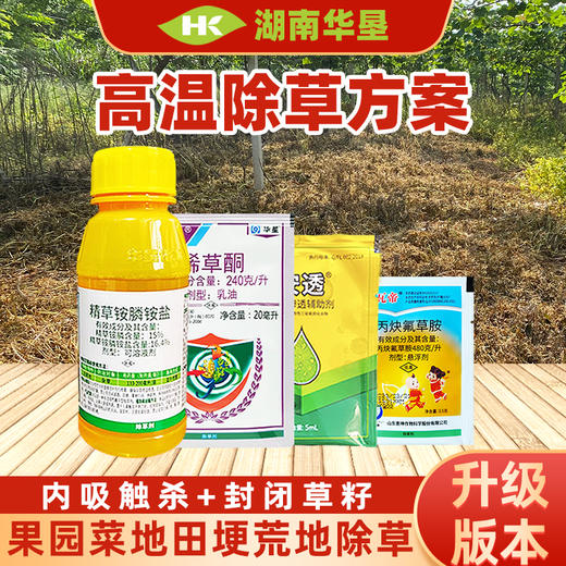 夏季高温除草方案 精草铵膦铵盐烯草酮丙炔氟草胺果园田埂除草剂 商品图0