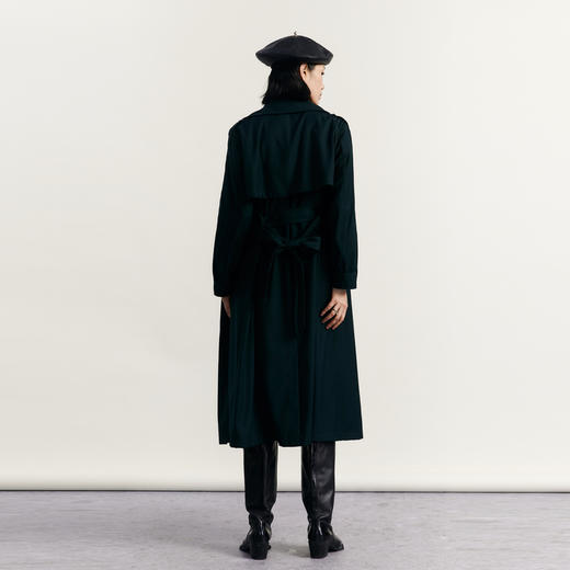 谜底戗驳领长风衣女2023秋新款复古时尚双排扣长款外套233ME1038 商品图2