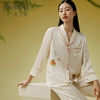 【一支芍药】100%桑蚕丝中式青果领长袖衣裤套宽松真丝睡衣家居服金三塔 YSFDC204 商品缩略图0