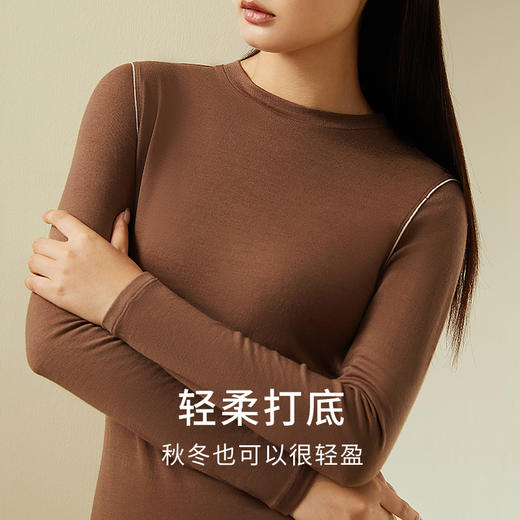 【暖暖肌肤衣】桑蚕丝羊毛轻柔撞色打底衫简约圆领保暖内衣金三塔  NZFDD720 商品图4