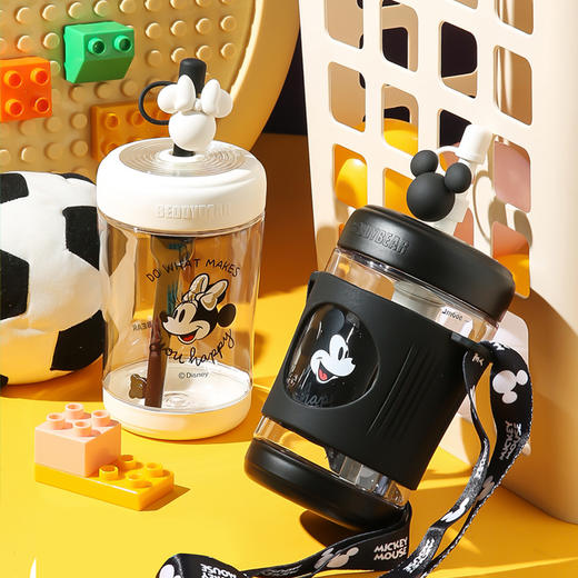 BEDDYBEAR杯具熊 冷萃吸管杯迪士尼黑白米奇联名水壶卡通水杯580ml LCB001-550 商品图1