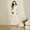 小众设计V领长袖连衣裙新款立体感薄款小白裙长款V1738198 商品缩略图1
