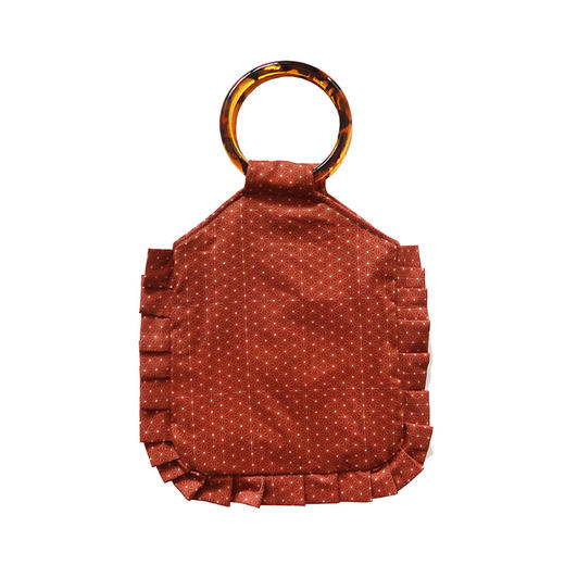 HUJI祤集荷叶边圆环柄手提包插画中式纹样 商品图0