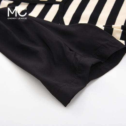 mc2条纹拼接连衣裙女装夏季新款圆领收腰显瘦高级感假两件连身裙 商品图2