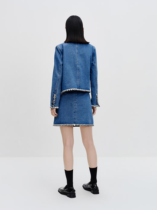 NEELLY纳俪商场同款牛仔半身裙显瘦遮胯2023秋季新款蓝色 A字裙女N23082E01188 商品图3