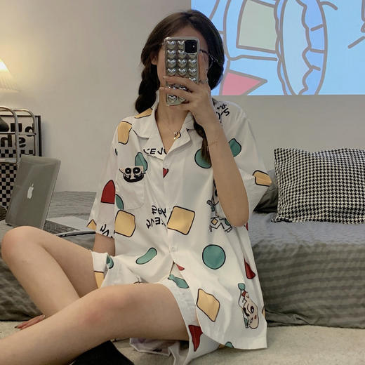 【59元1套】新款凉感睡衣冰丝面料，凉爽舒适，透气性好，吸汗快干，轻盈柔软，让你时尚有舒适，颜色很多变每一个都很好看，美女必备。 商品图9