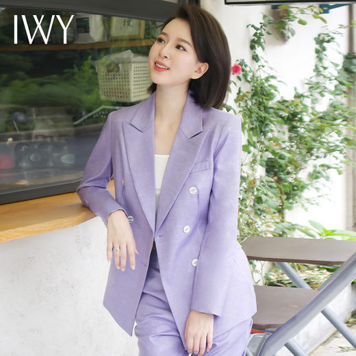 IWY/紫色西装外套女秋冬通勤工作服网红炸街西服套装CP10336 商品图1