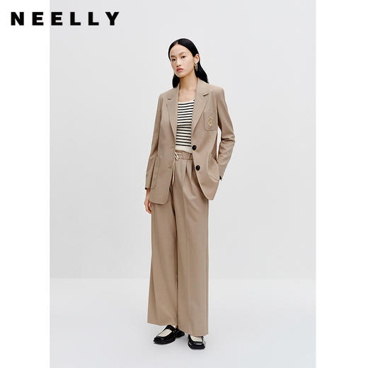 NEELLY纳俪商场同款卡其色西装外套秋季新款高级感休闲气质小西服N23081W01080 商品图2