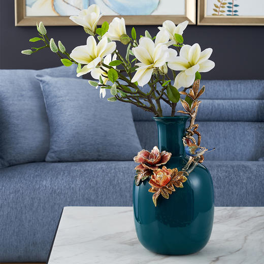 【样品特惠3折，仅1件，无货退款】罗比罗丹富贵平安花瓶+仿真玉兰花（三支）家居轻奢装饰（无货退款） 商品图0