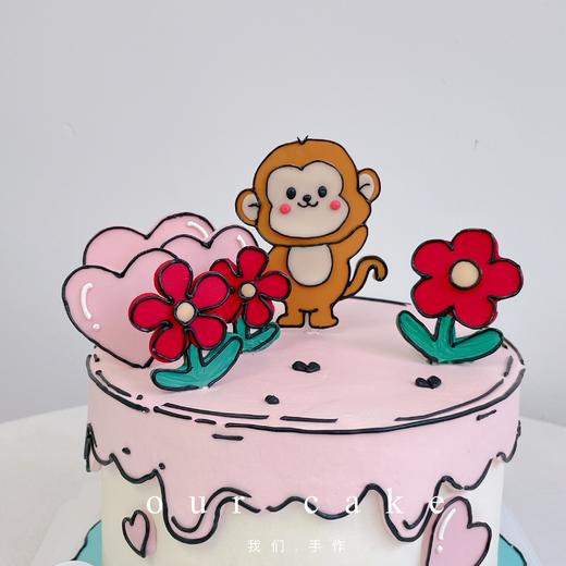 二次元漫画翻糖线条狗动物花花手绘蛋糕 -低糖处理无添加 商品图3