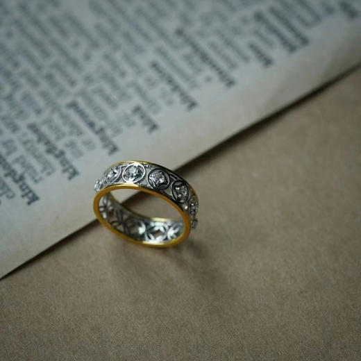 龢盒原创 财源滚滚白蓝宝铜钱戒指 商品图3