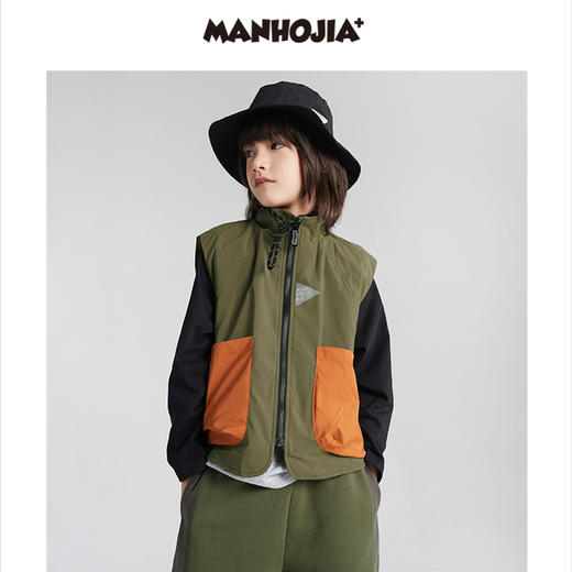 漫画家潮童装男童新户外拼色防风薄绒摇粒绒保暖马甲儿童秋装 商品图1