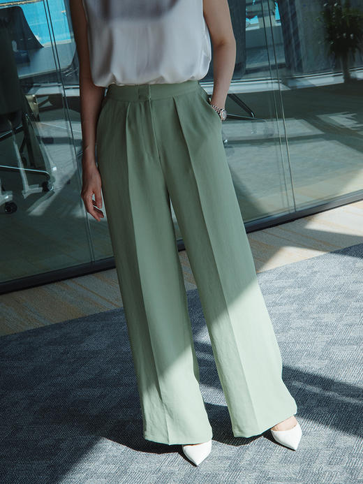 "翩若轻云" 松紧腰 高腰 阔腿西装裤 商品图6