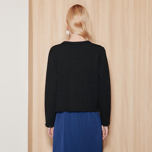 EITIE爱特爱秋季新款时尚通勤气质百搭短款针织开衫7101805 商品图4
