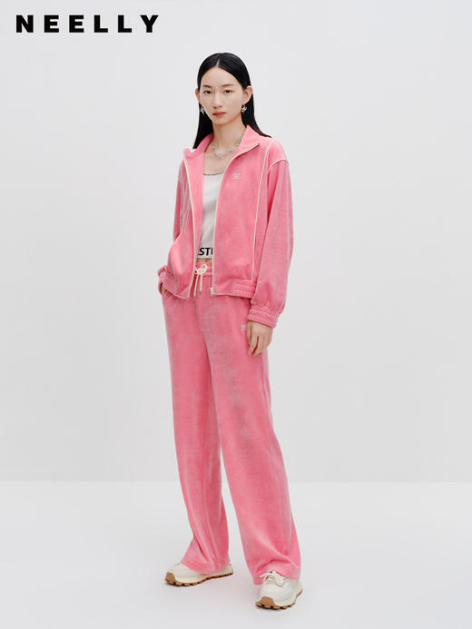 NEELLY纳俪商场同款运动休闲长裤秋季新款宽松慵懒时尚粉色卫裤女N23082H01130 商品图1