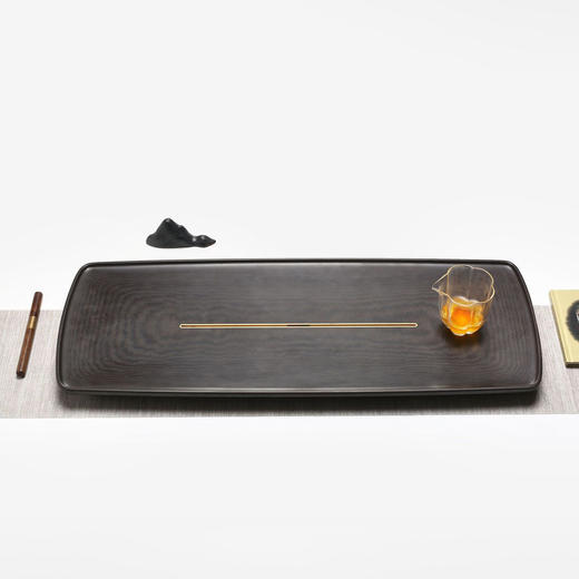 方舟/电木+黄铜 高端电木茶盘 轻奢现代整块家用简约排水泡茶茶海新中式茶具 商品图7