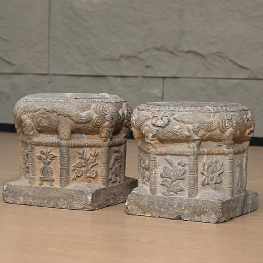 清 青石雕龙纹鼓形石座（一对） 商品图4