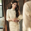 2023秋冬新款 蕾丝长款侧八扣旗袍 清新文艺日常改良旗袍连衣裙 商品缩略图3
