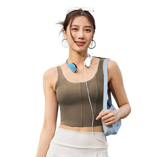 【时尚潮流！蜜桃鱼骨背心】外穿防震跑步健身瑜伽背心，舒适健康，带胸垫显瘦鱼骨线设计美背。女性运动爱好者必选！sh 商品图4