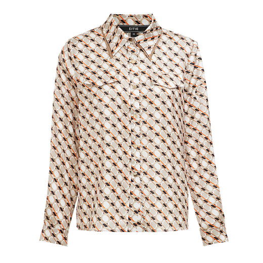 EITIE爱特爱秋季新款修身显瘦百搭印花衬衣上衣7109810 商品图5