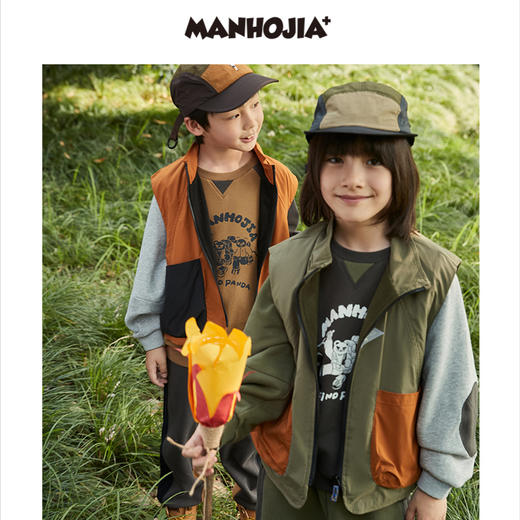 漫画家潮童装男童新户外拼色防风薄绒摇粒绒保暖马甲儿童秋装 商品图0