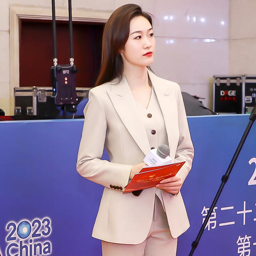 IWY/杏色面试套装女高级感商务演讲主持人正装通勤西装工作服女CPM1486 商品图4