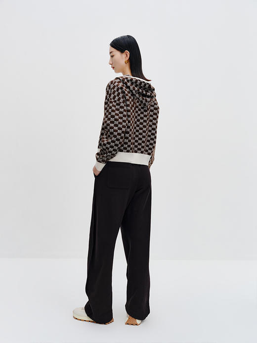 NEELLY纳俪商场同款老花纹样连帽针织开衫秋季新款复古休闲外套女N23082A01106 商品图3