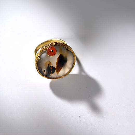 辽代影子玛瑙“天外飞仙”镶金戒指 商品图5