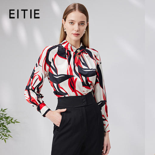 EITIE爱特爱秋季新款修身显瘦百搭印花小上衣7113809 商品图0
