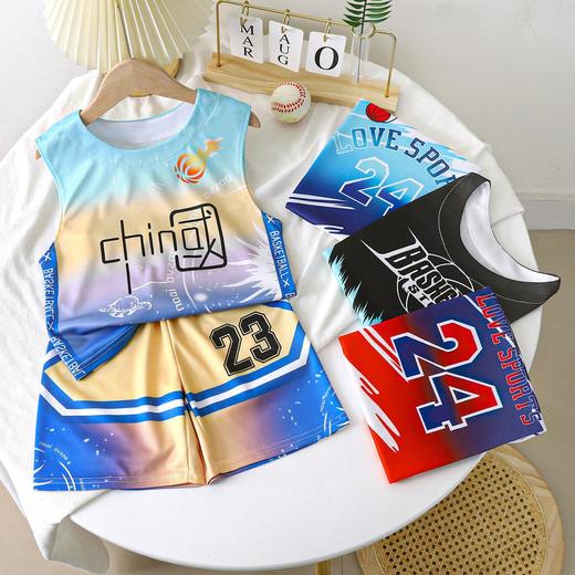 2023儿童渐变色篮球服套装中大童男女夏季背心运动宽松夏装球衣潮 商品图1