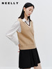 NEELLY纳俪商场同款绵羊毛针织背心女秋新款纯色v领百搭叠穿 马甲N23082A01104 商品缩略图0