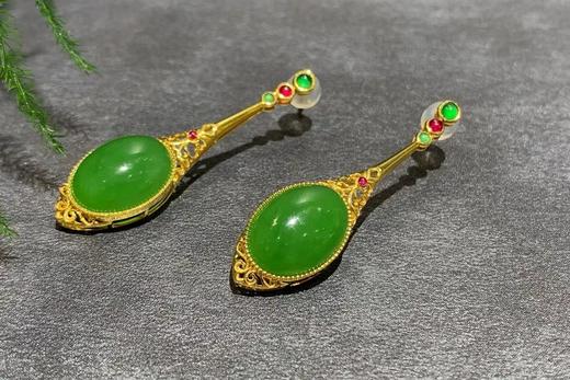 【御珠宫坊】金镶碧玉耳坠 商品图1