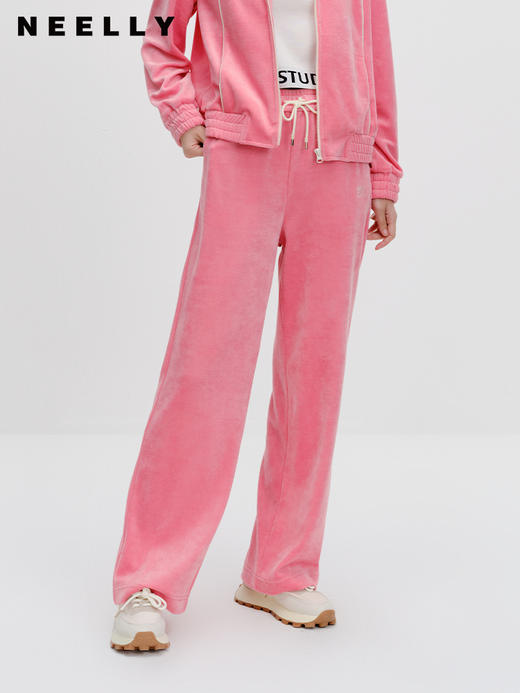 NEELLY纳俪商场同款运动休闲长裤秋季新款宽松慵懒时尚粉色卫裤女N23082H01130 商品图0