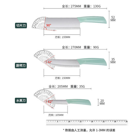 「六件套！三款配色」菜板二合一辅食快锋利厨房用品刀具组合家用切菜刀宿舍砧板厨具全套 商品图3