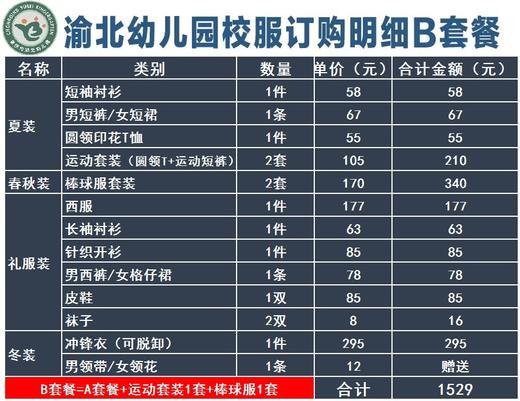 渝北幼儿园新生校服AB套餐预定 商品图1