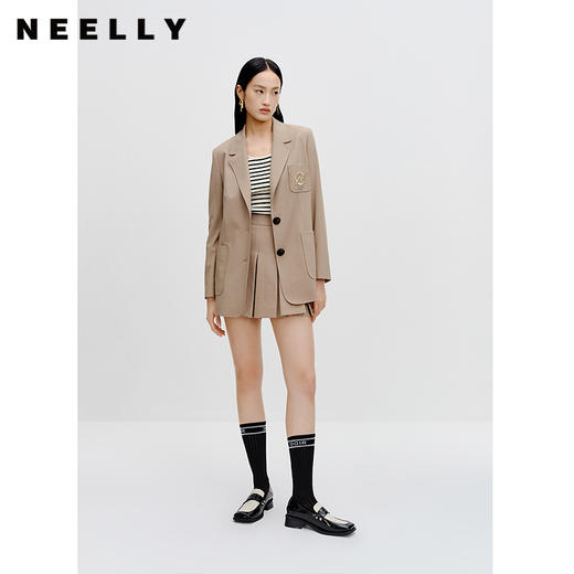 NEELLY纳俪商场同款卡其色西装外套秋季新款高级感休闲气质小西服N23081W01080 商品图1