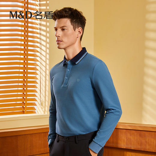 【持续蓄热】MD名盾秋季新品男士长袖Polo衫亲肤保暖翻领T恤11597 商品图1