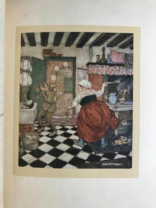 限量鬼才拉克姆签名版！桑格斯基工坊特装本！1918年 英国童话故事集 16幅彩色42幅黑白插图 真皮精装16开 商品图14