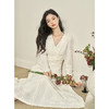 小众设计V领长袖连衣裙新款立体感薄款小白裙长款V1738198 商品缩略图2