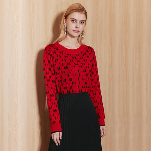 EITIE爱特爱秋季新款时尚修身显瘦套头打底针织衫7101809 商品图3