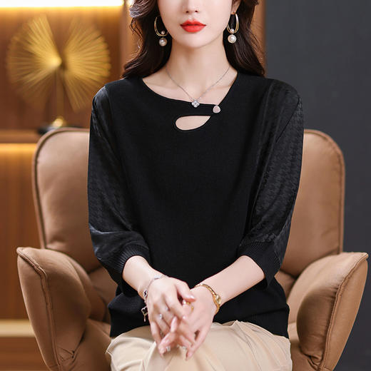 七分袖针织衫女，中袖上衣妈妈秋装新款时尚洋气小衫蝙蝠袖t恤CC-10-2975 商品图0