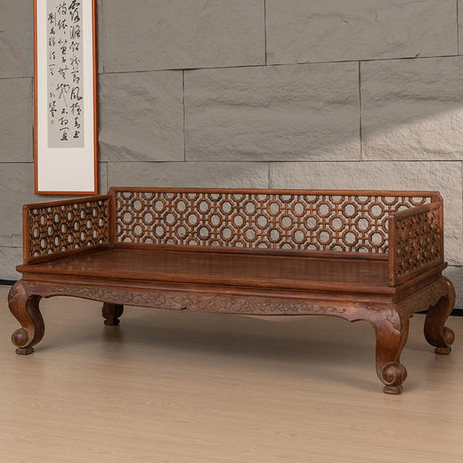 清 红木攒接十字海棠三围屏罗汉床 商品图4