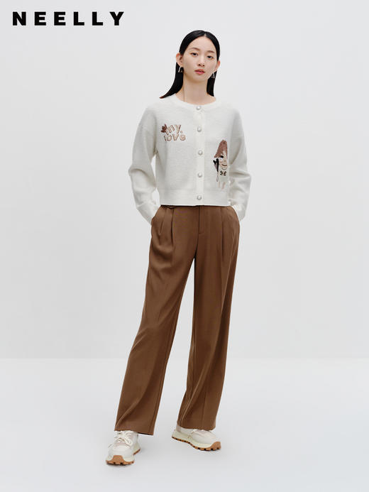 NEELLY纳俪商场同款直筒西装裤秋季新款高级感别致洋气压褶休闲裤N23082H01124 商品图2