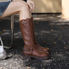 西遇长筒骑士靴女新款秋季马丁靴美式甜酷风棕色厚底机车靴子V0033838 商品缩略图2
