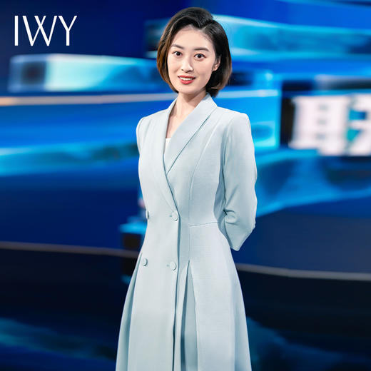 IWY/蓝色播音艺考生礼服女气质七分袖主持人演讲比赛正装Q963-L 商品图2