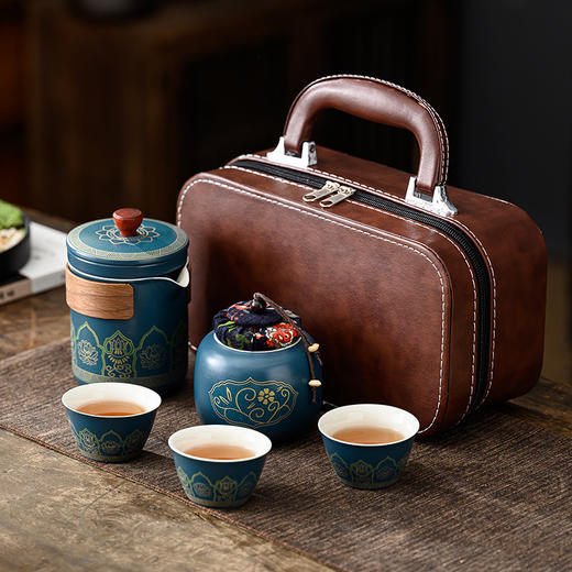 古韵旅行茶具5件套，高级简约风格，古韵淡雅，又兼具实用方便快捷 商品图0