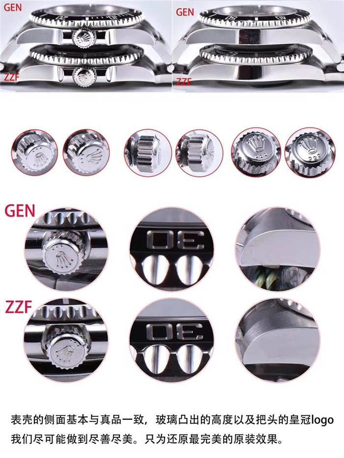 ZZ厂劳力士黑水鬼真假对比-和正品对比评测